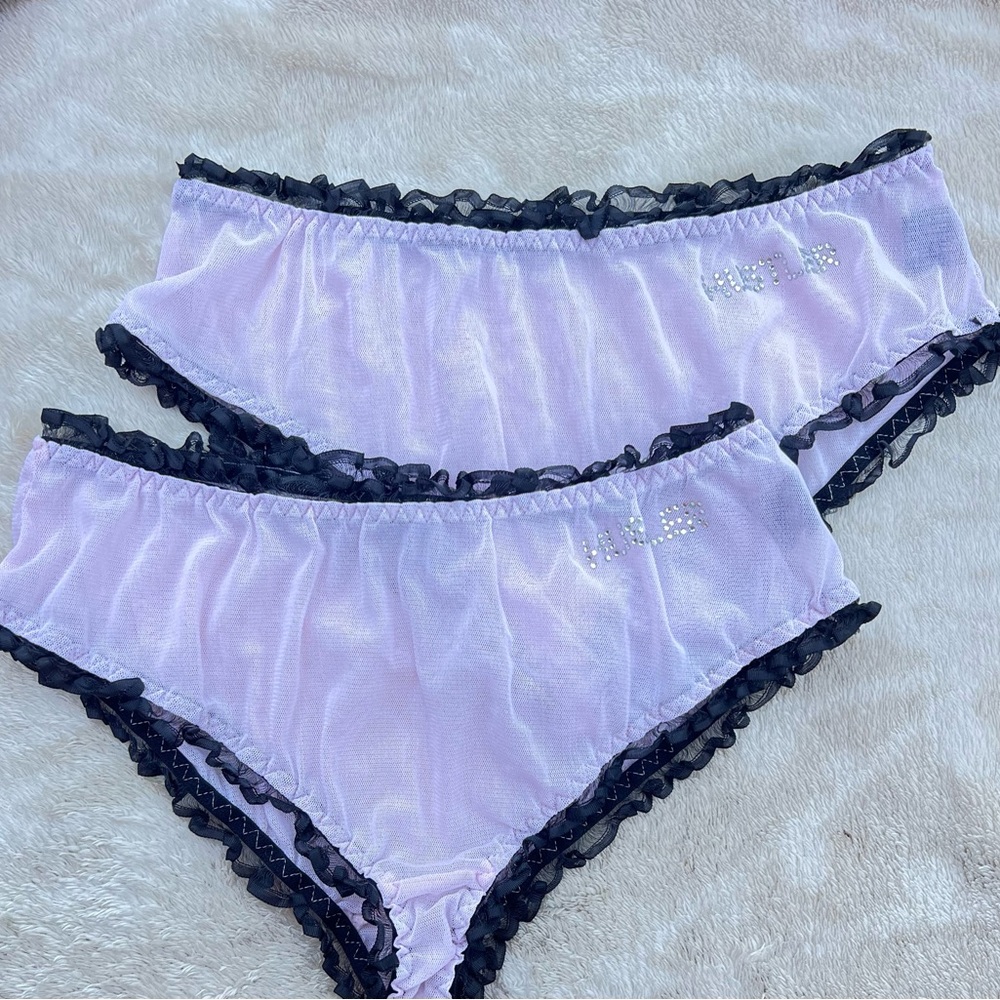Hustler Hollywood Lavender Briefs with Black Lace Trim
